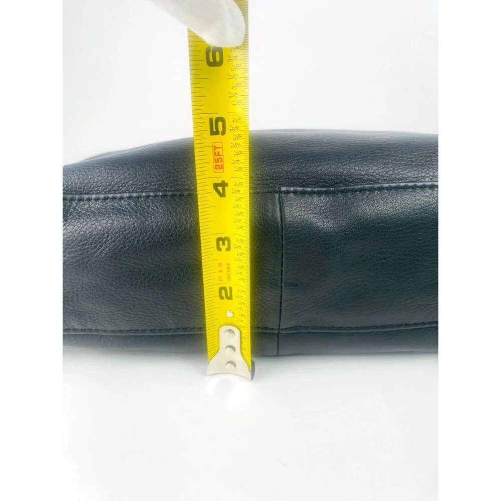 Margot Mickey Black Pebbled Leather Foldover Shoulder Bag Gold Hardware Slouchy